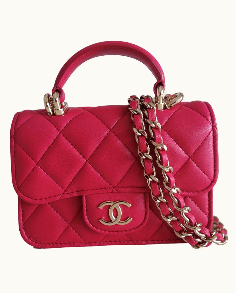 Chanel Chanel Mini Sac Fuchsia Quilted Leather Crossbody