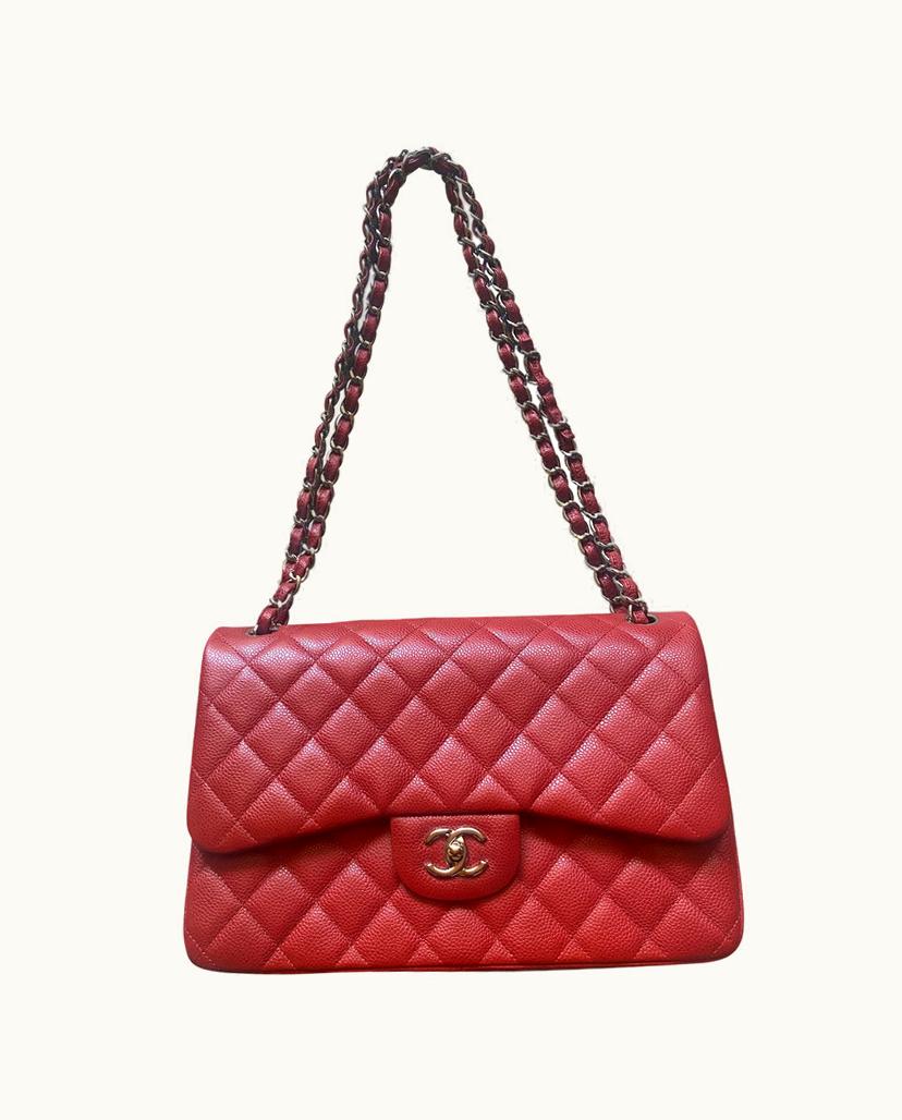 Chanel Chanel Timeless/Classique Large Shoulder Bag Embossed Calfskin Red