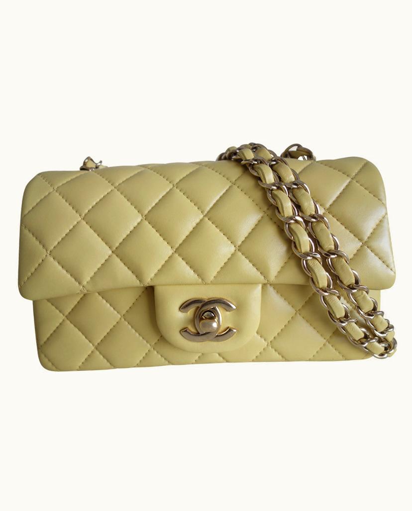 Chanel Chanel Classic Small Flap Bag Leather In Pale Yellow