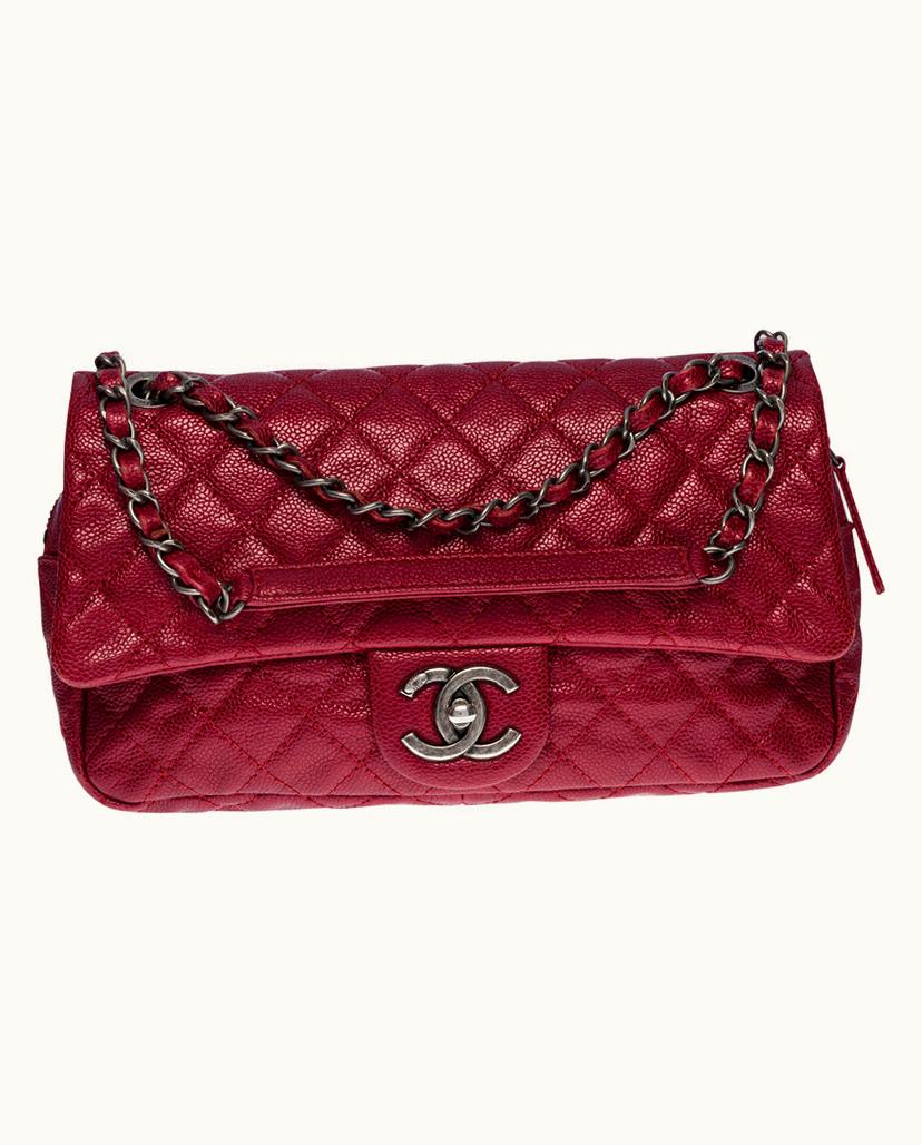 Chanel Chanel Classic Flap Bag Quilted Caviar Leather in Metallic Red