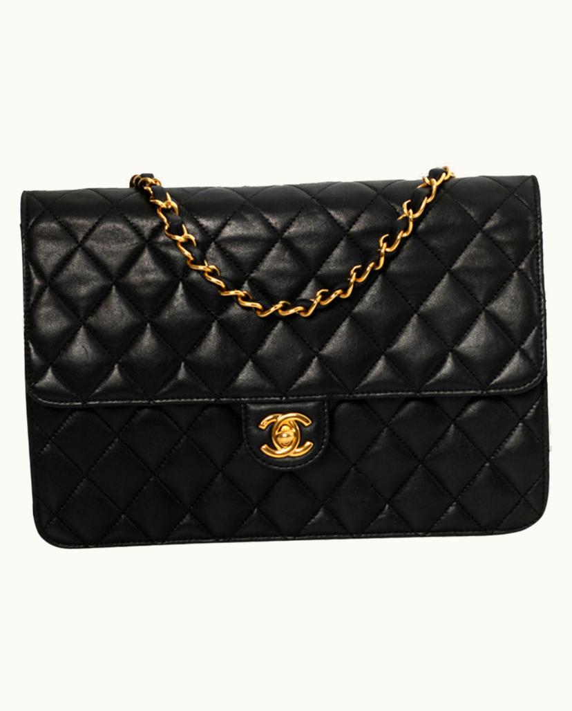 Chanel CHANEL Timeless Women's Flap Bag Leather Black & Burgundy
