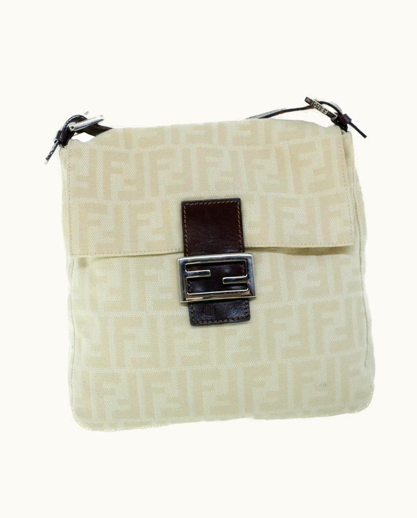 Fendi Fendi Mamma Baguette Canvas Shoulder Bag Beige/Brown
