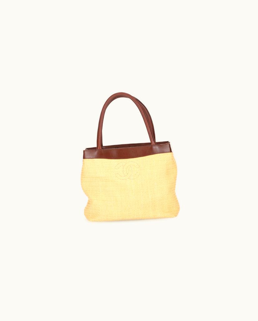 Chanel CHANEL Raffia Top Handle Bag Brown