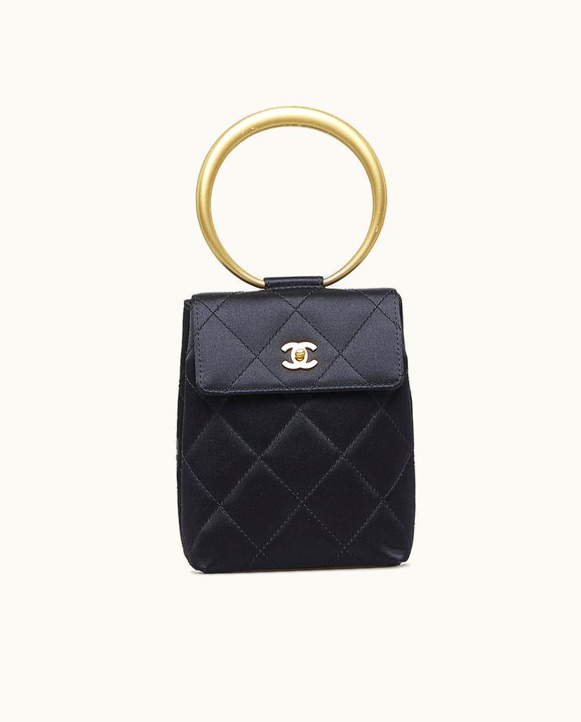 Chanel Chanel CC Matelasse Bracelet Handbag Black Silk