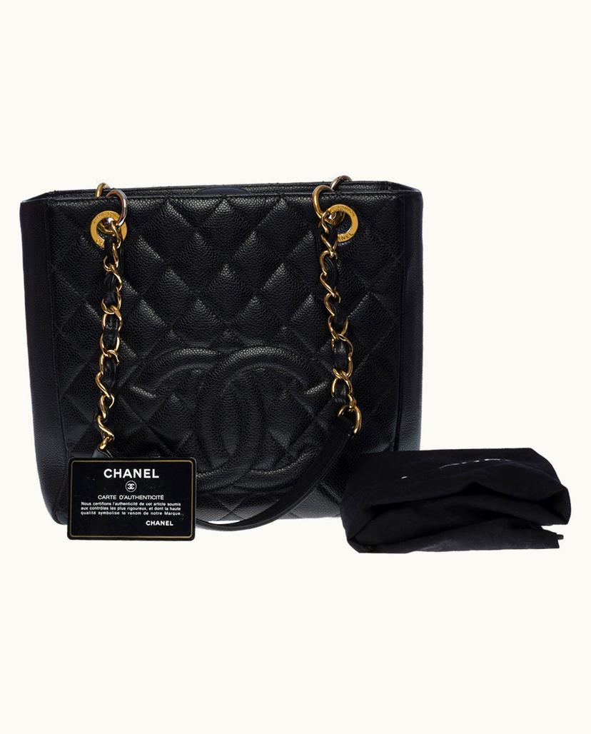 Chanel Chanel PST Caviar Leather Shopping Tote in Black