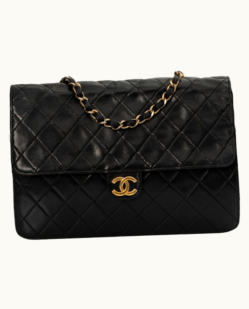 Chanel Chanel Timeless Women's Flap Bag Leather In Black & Burgundy Gold