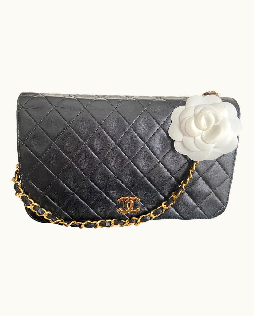 Chanel Chanel 2.55 Medium Single Flap Bag Lambskin Black