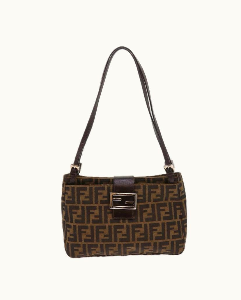 Fendi Fendi Mamma Baguette Brown Canvas Luxury Shoulder Bag