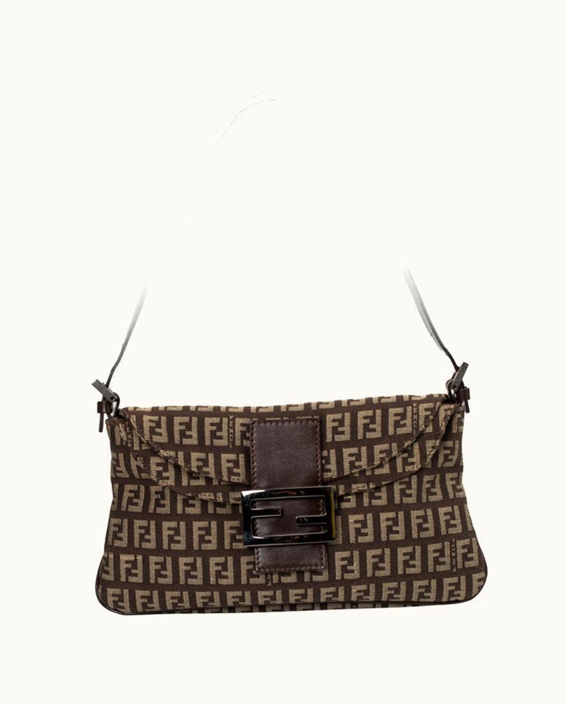 Fendi Fendi Mamma Baguette Women's Bag Canvas In Brown & Black