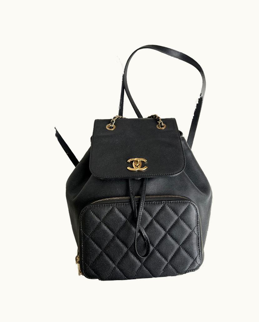 Chanel Chanel Business Affinity Backpack Caviar Leather Black Gold