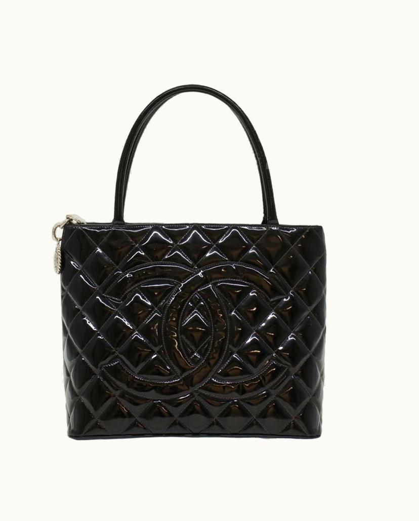 Chanel Chanel Medaillon Patent Leather Tote Bag Black