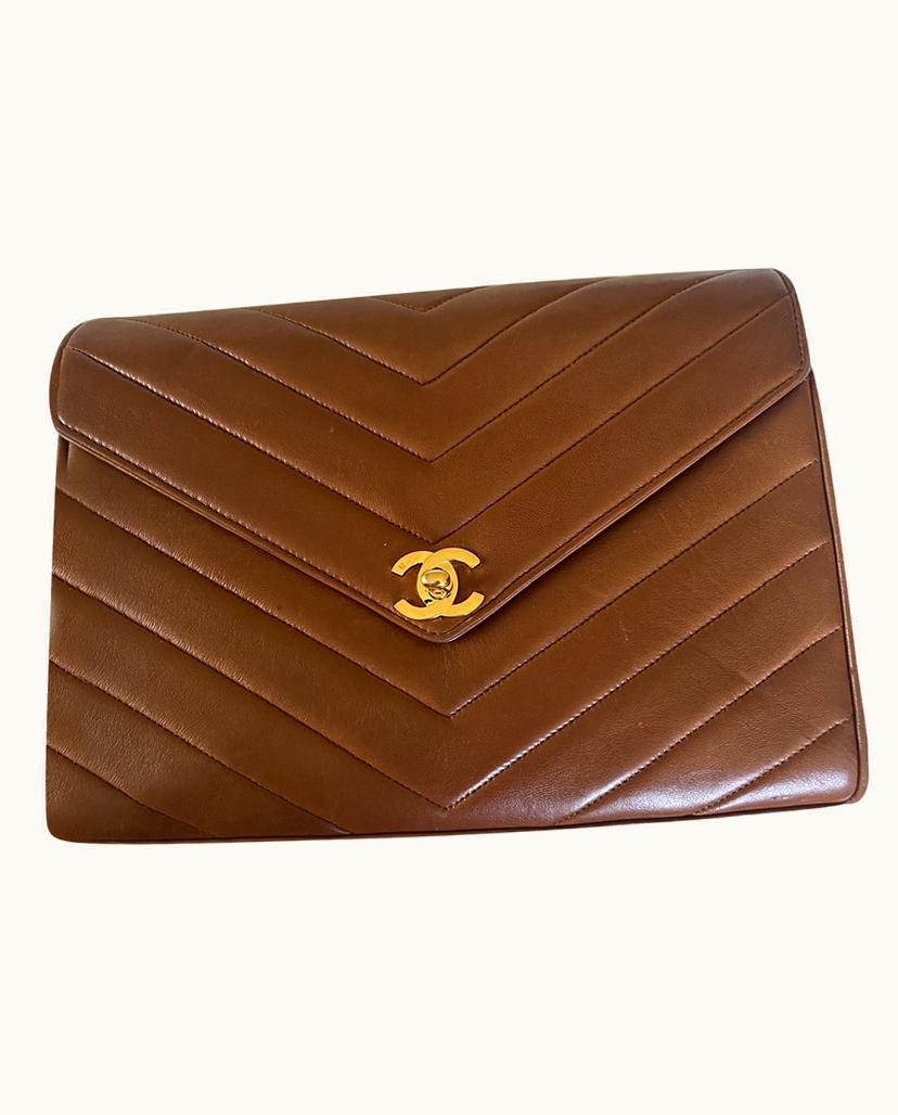 Chanel Chanel Women's Chevron Flap Bag Leather In Ochre