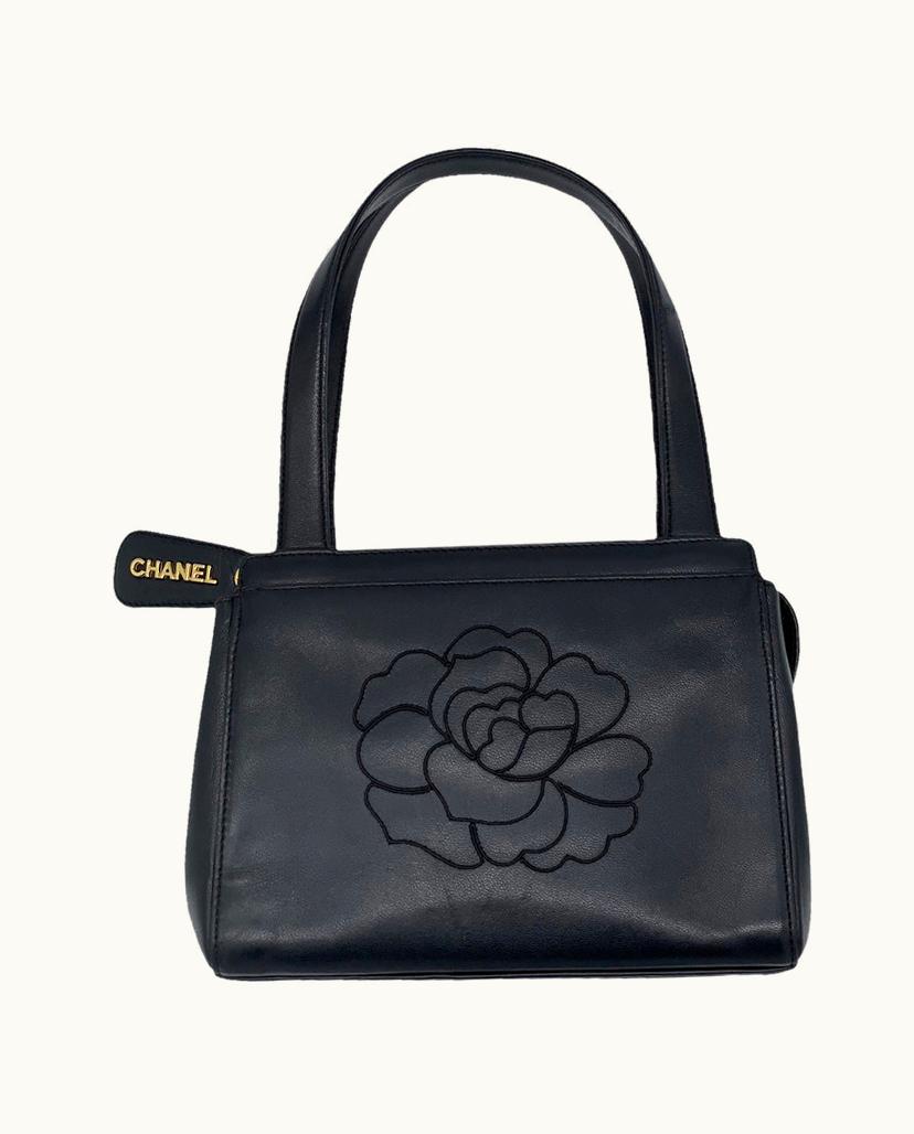 Chanel Chanel Vintage Camellia Clutch Bag Leather In Black