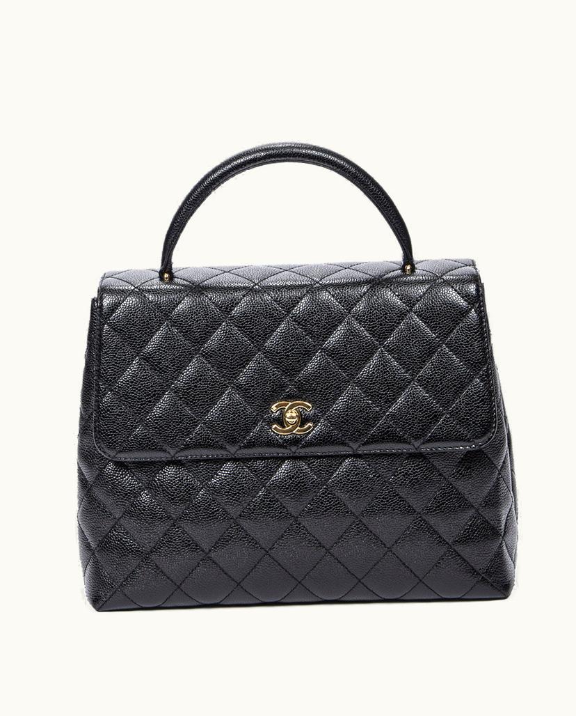 Chanel Chanel Flap Top Handle Handbag Caviar Leather Black