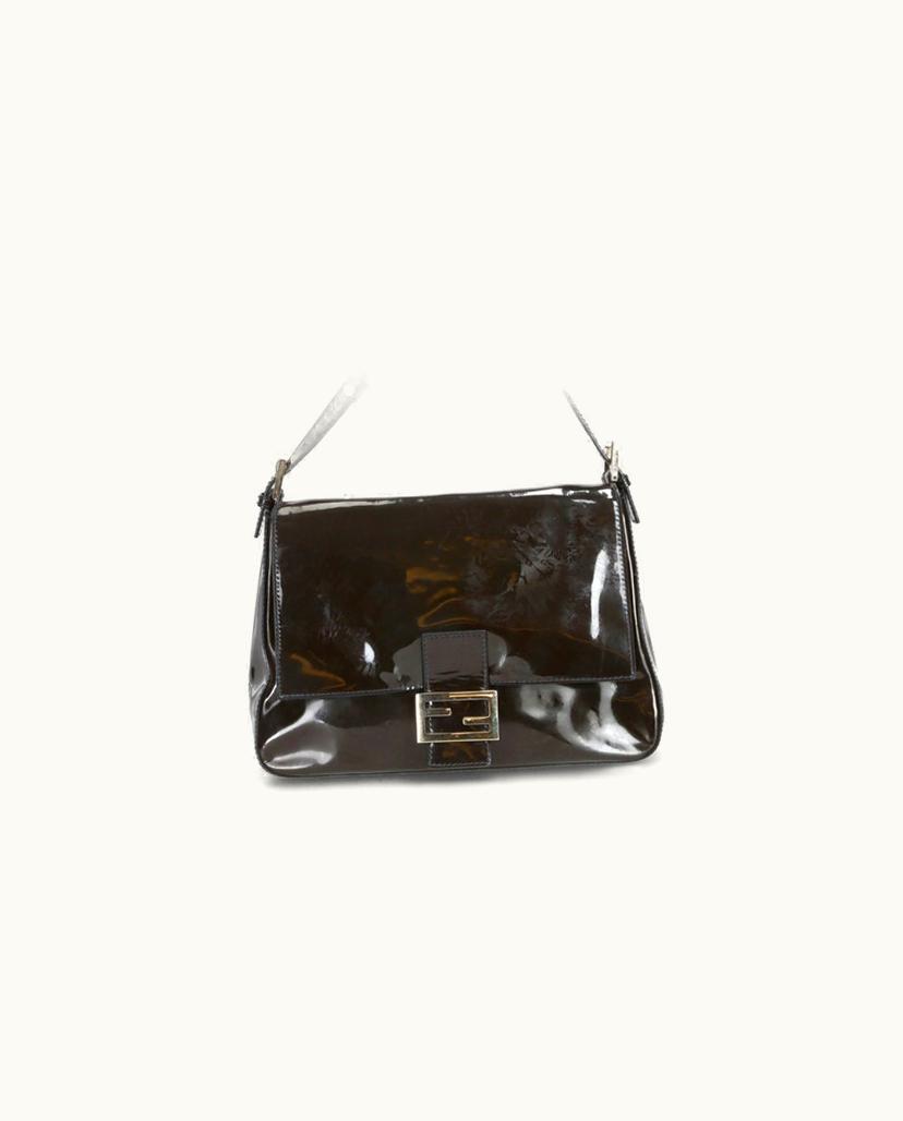Fendi Fendi Mamma Baguette Bag Patent Leather Brown