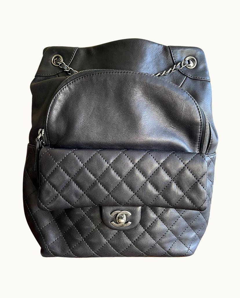 Chanel Chanel Black Leather Chain Backpack
