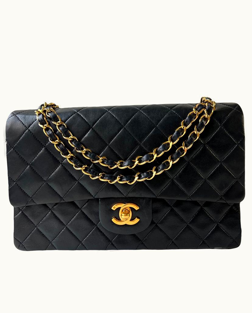Chanel Chanel Vintage Flap Bag Gold Hardware Leather In Black