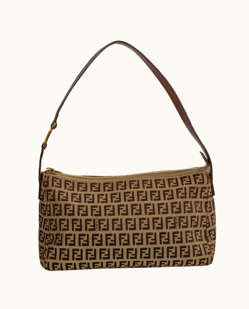 Fendi Fendi Mamma Baguette Canvas Shoulder Bag Brown