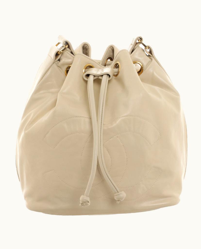 Chanel Chanel Drawstring Shoulder Bag Leather In Cream