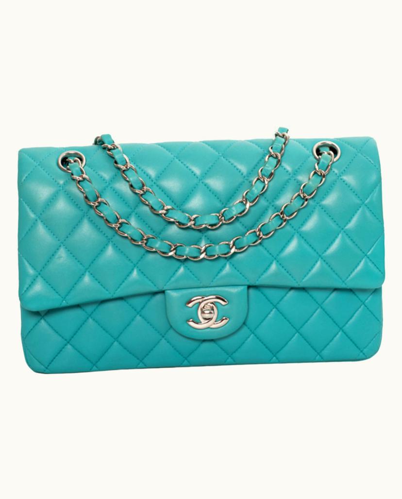 Chanel Chanel Timeless Flap Bag Leather Blue Silver