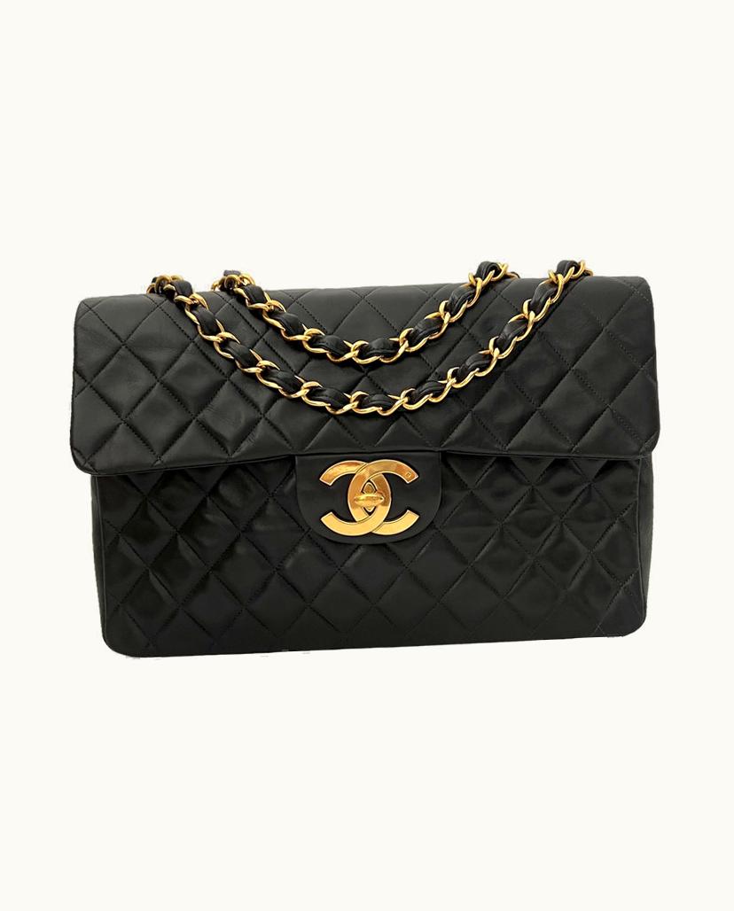 Chanel Chanel Vintage Classic Flap Bag Leather In Black & Burgundy