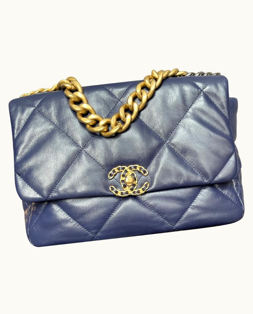 Chanel Chanel 19 Medium Bag Leather In Navy Blue