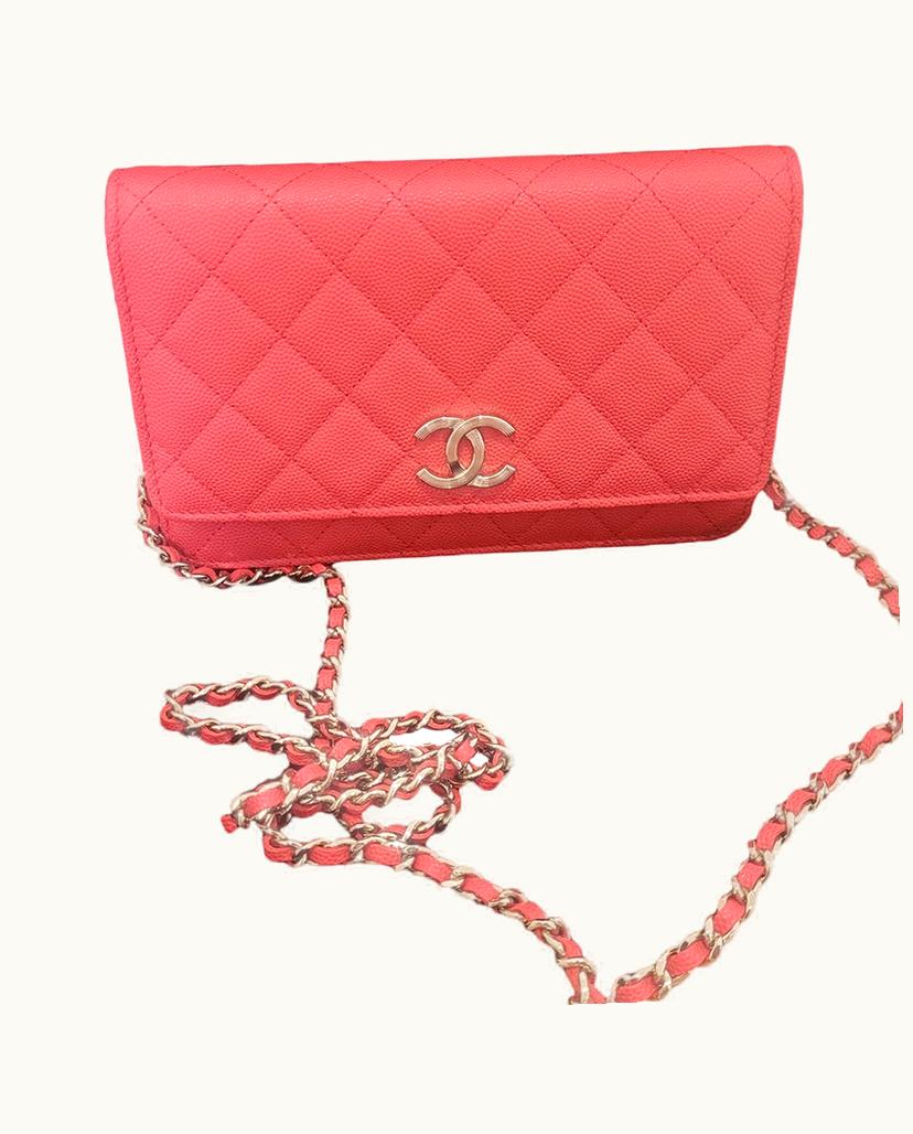 Chanel Chanel Women's Wallet On Chain Leather In Red