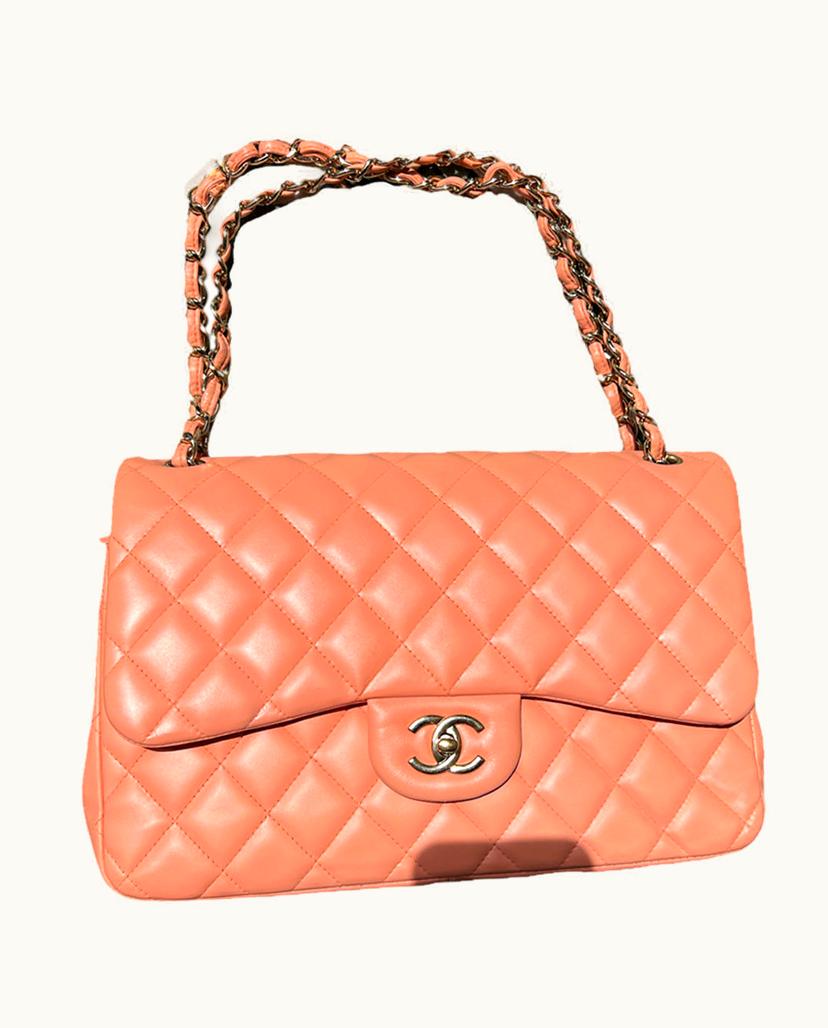 Chanel Chanel Classic Flap Jumbo Bag Lambskin Peach Champagne
