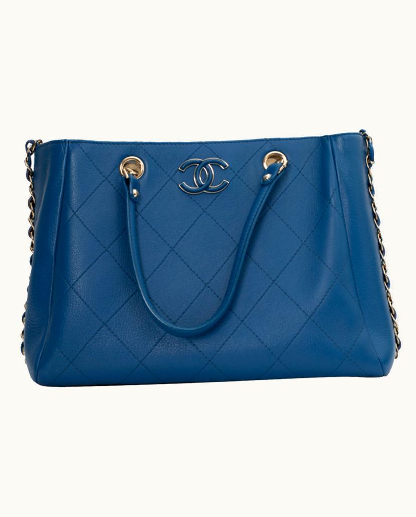 Chanel Chanel Sac Shopping Tote Women's Handbag Blue