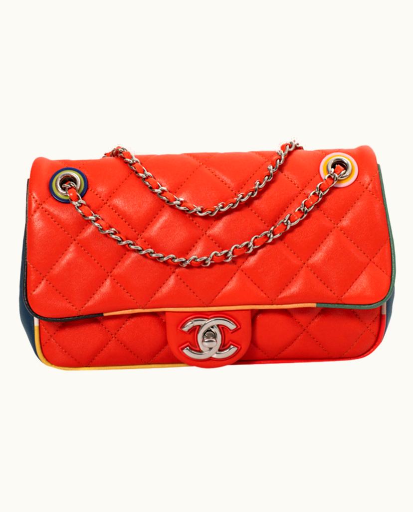 Chanel CHANEL Timeless Flap Bag Leather In Orange