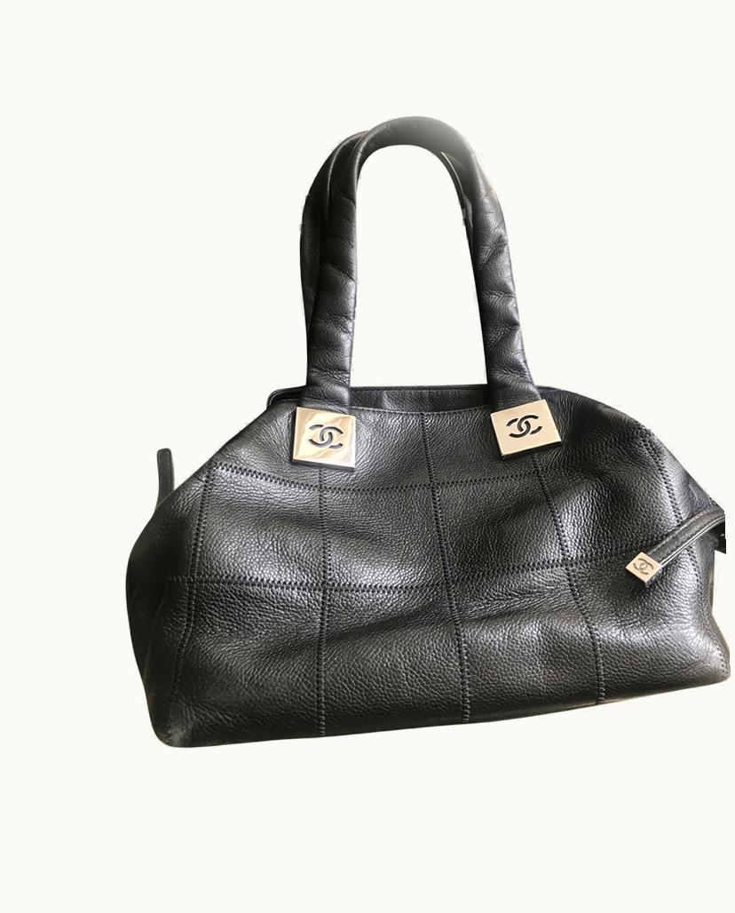 Chanel Chanel Lightweight Handbag Calfskin Double Zipper Black