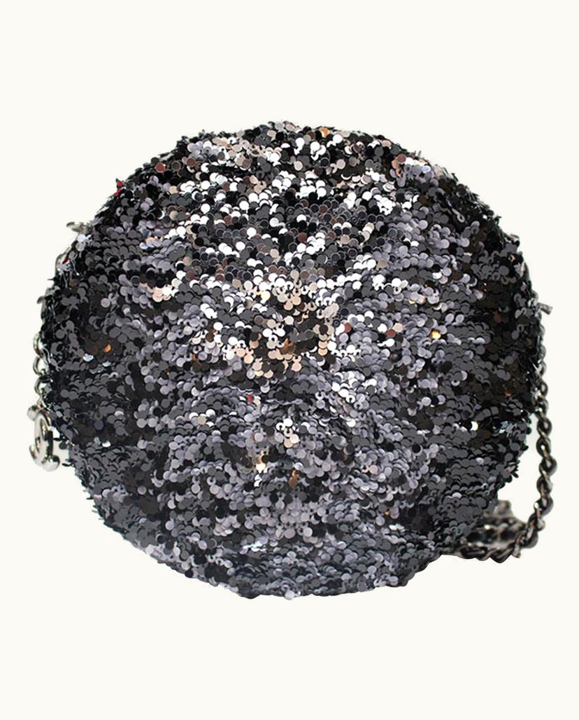 Chanel Chanel Glitter Charm Circle Bag Women's Shoulder Black