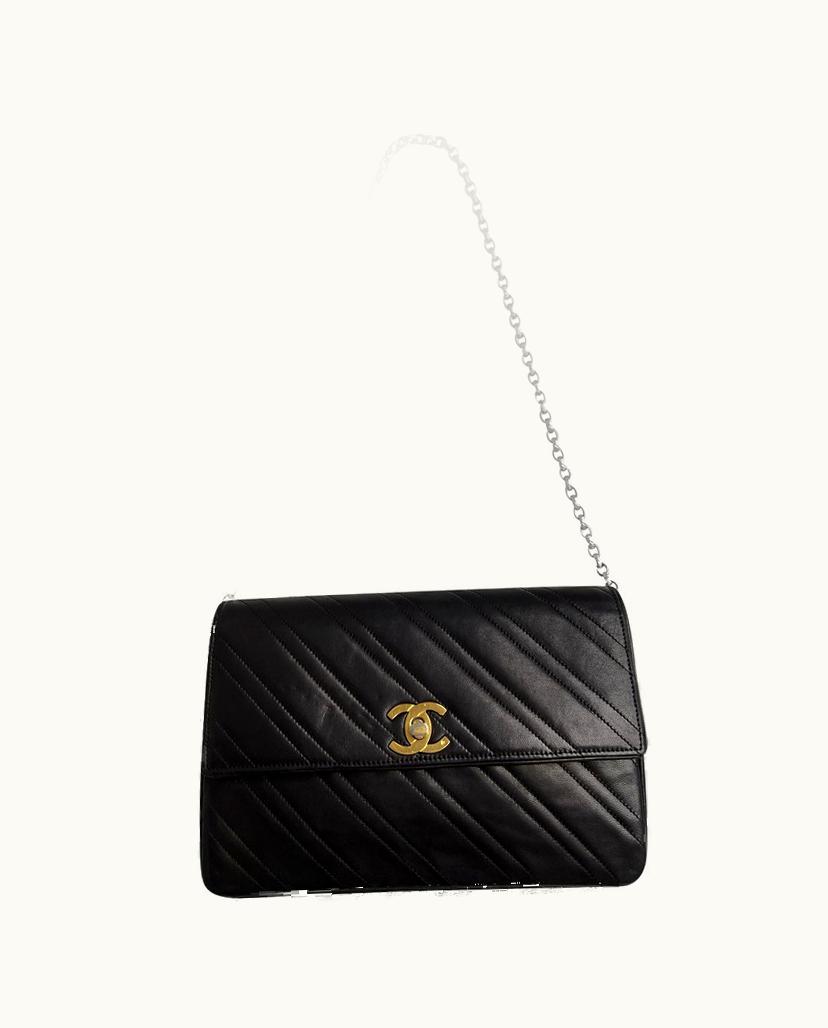 Chanel Chanel Vintage Flap Bag Leather Shoulder Black