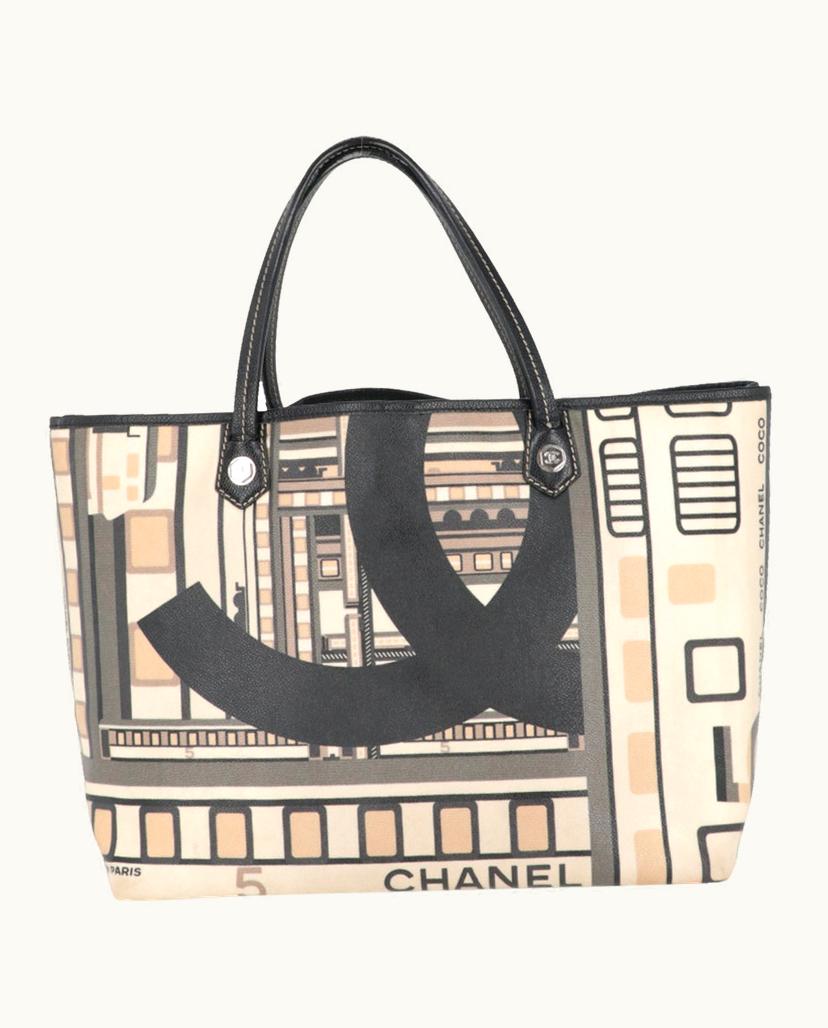 Chanel Chanel X2262 Printed Leather Shoulder Bag Beige