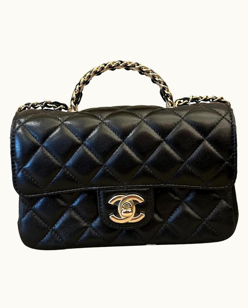 Chanel Chanel Black Top Handle With Crystals Crossbody Flap Bag