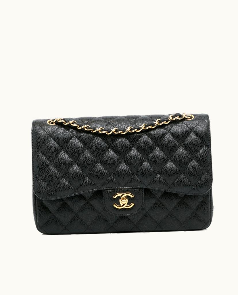 Chanel Chanel Jumbo Classic Caviar Double Flap Shoulder Bag Leather In Black