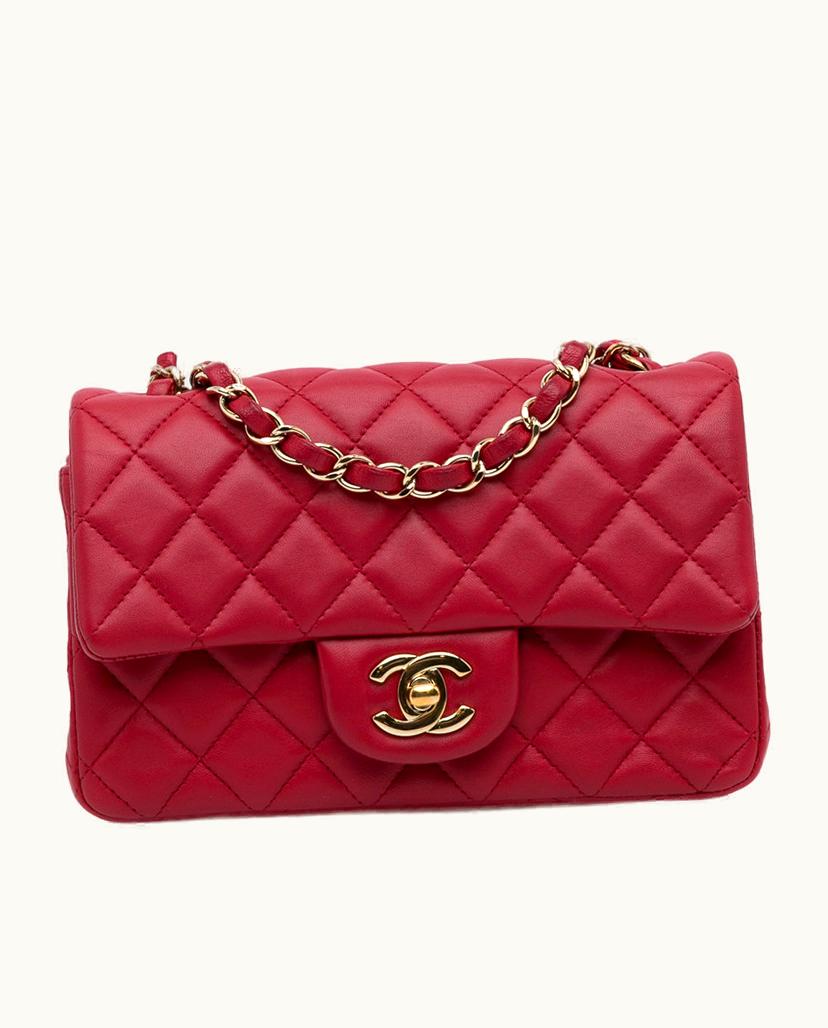 Chanel Chanel Mini Classic Lambskin Rectangular Single Flap Crossbody Bag in Black