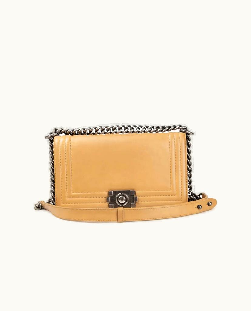 Chanel Chanel Medium Boy Bag Leather In Beige