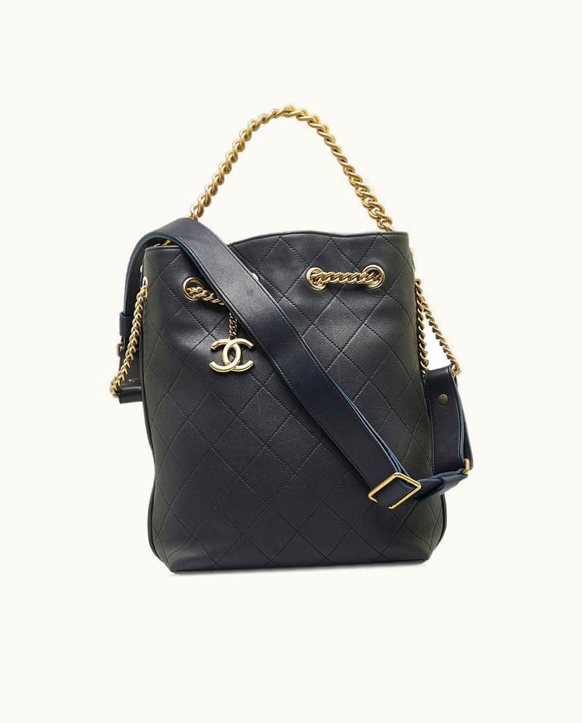 Chanel Chanel CC Bucket Bag Lambskin Leather Black