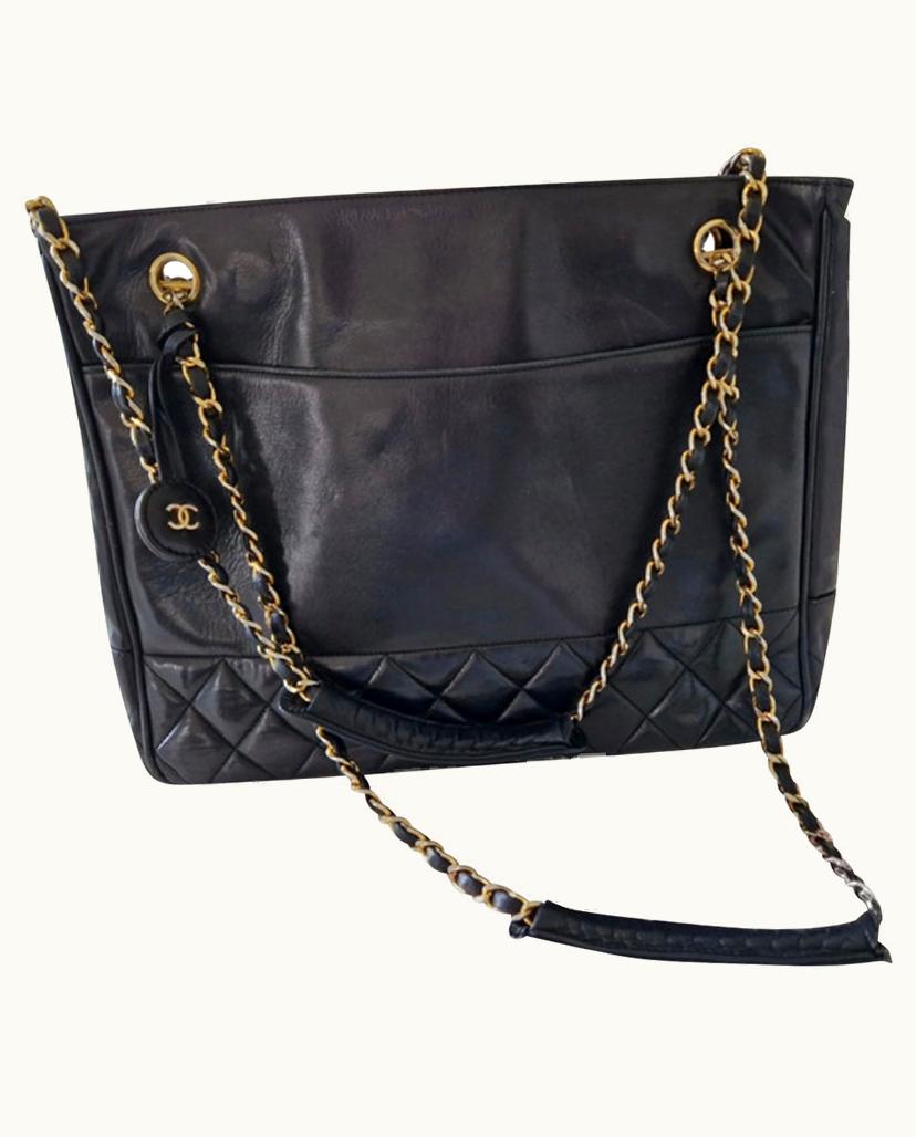 Chanel Chanel Vintage 36cm Shoulder Bag Leather Black