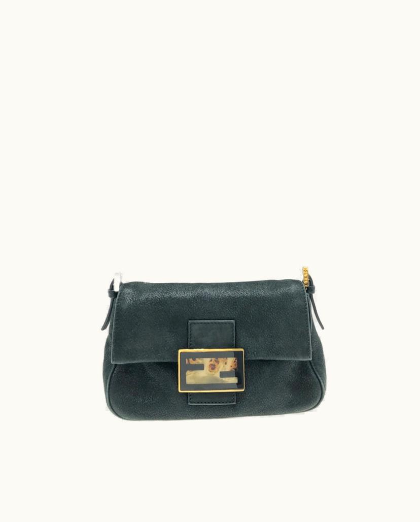 Fendi Fendi Mamma Baguette Leather Shoulder Bag Black