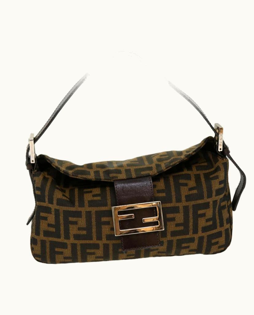 Fendi Fendi Mamma Baguette Zucca Shoulder Bag Brown Canvas