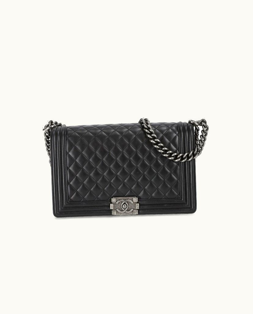 Chanel CHANEL Large Boy Bag Quilted Leather Black