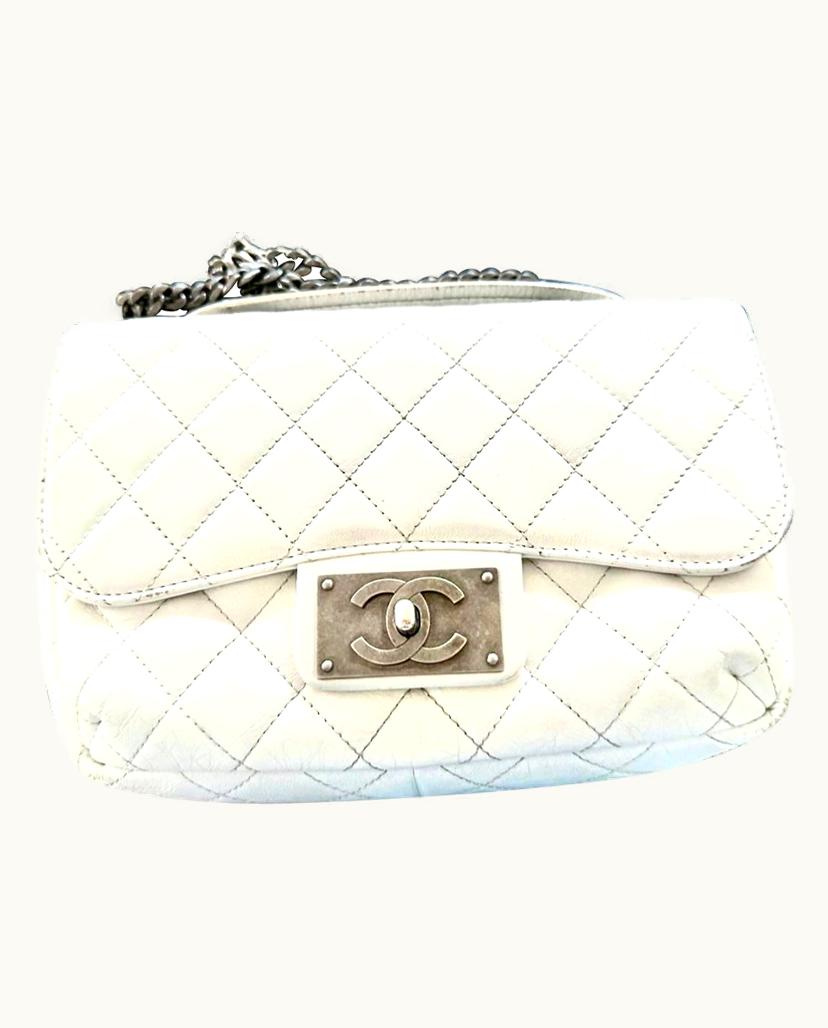 Chanel Chanel 2017 Classic Flap Shoulder Bag Leather In White