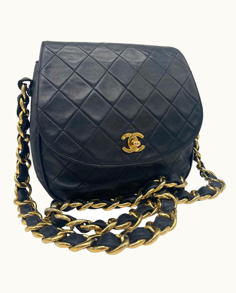 Chanel Chanel Vintage Classic Flap Shoulder Bag Black Lambskin