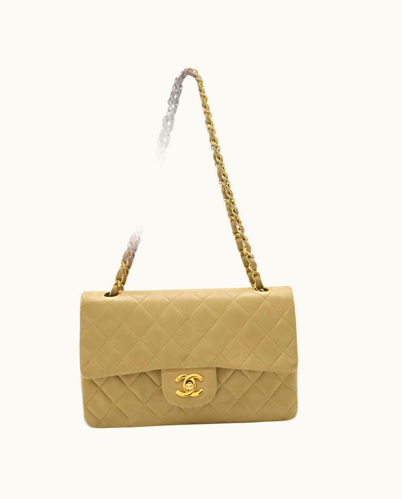 Chanel Chanel Double Flap Shoulder Bag Leather Gold
