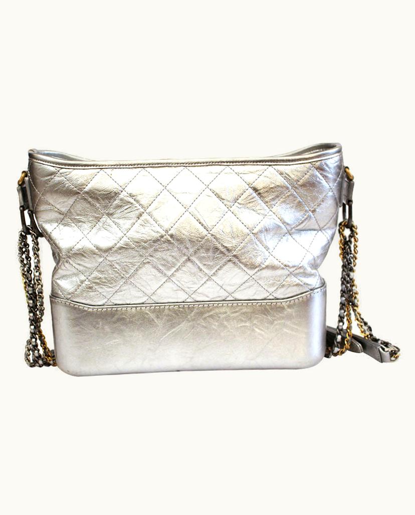 Chanel Chanel Gabrielle Quilted Leather Shoulder Bag Silver
