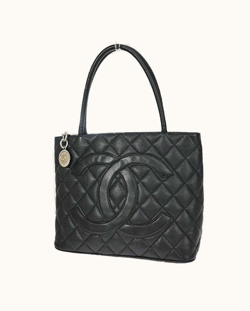 Chanel Chanel Medaillon Shoulder Bag Caviar Leather Black