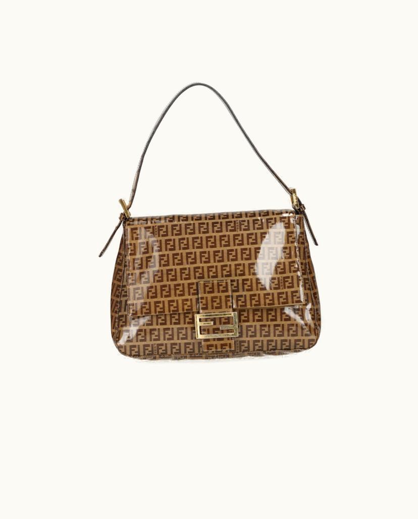 Fendi FENDI Zucchino Mama Baguette Shoulder Bag in Brown