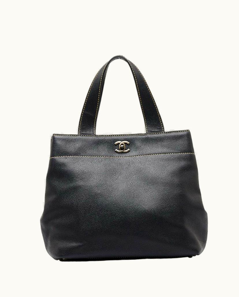 Chanel Chanel CC Women's Handbag Leather In Black